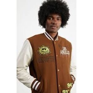 PACSUN Drain Out Varsity Jacket Sz M Drain Out Bad Energy